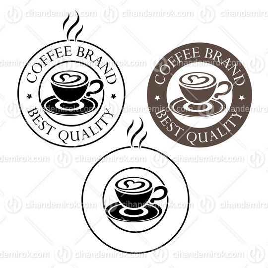 Round Coffee and Heart Icon with Text - Set 3