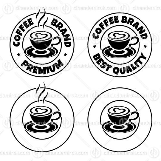 Round Coffee and Heart Icon with Text - Set 6