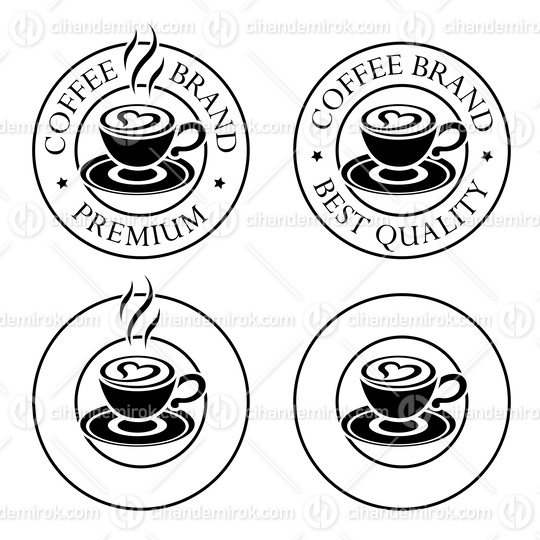 Round Coffee and Heart Icon with Text - Set 8