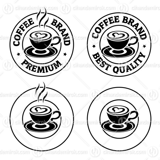 Round Coffee and Heart Icon with Text - Set 9