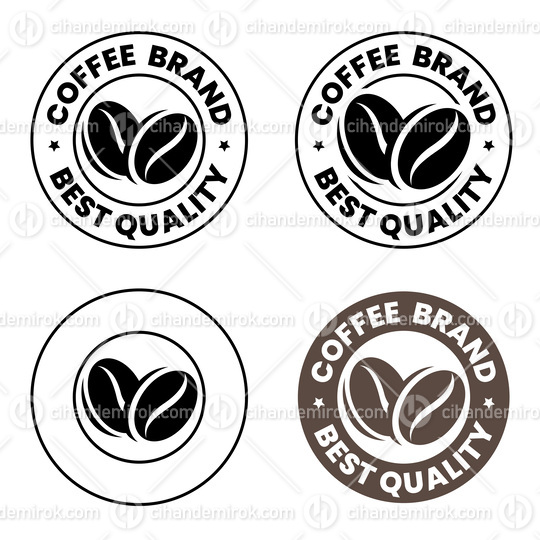 Round Coffee Beans Icons with Text - Set 1