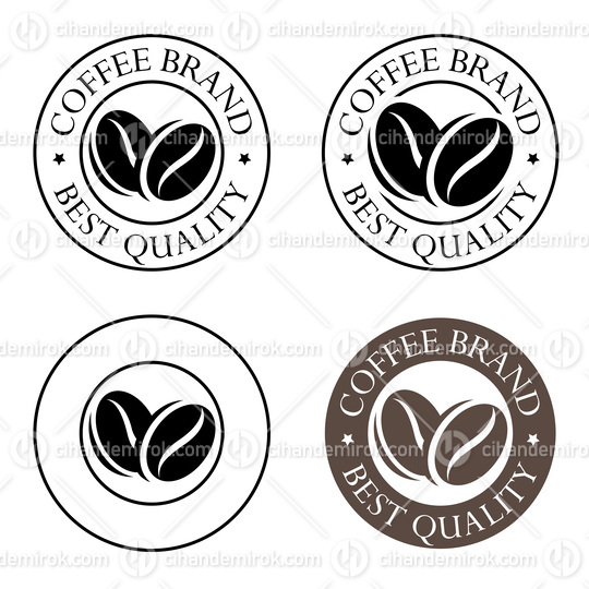 Round Coffee Beans Icons with Text - Set 2