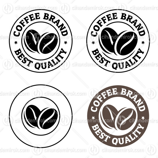 Round Coffee Beans Icons with Text - Set 3
