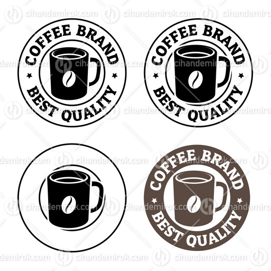 Round Coffee Mug and Bean Icons with Text - Set 3