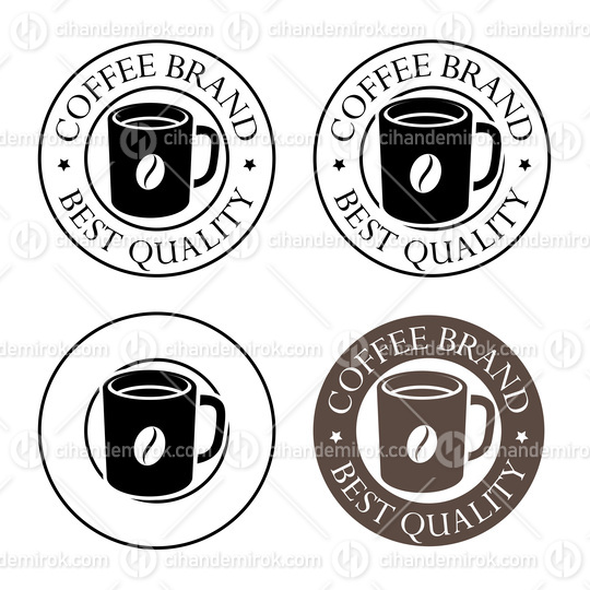 Round Coffee Mug and Bean Icons with Text - Set 4