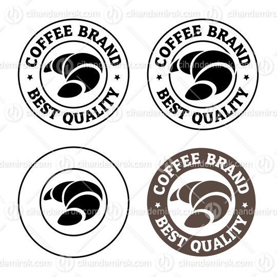 Round Croissant Icons with Text - Set 1