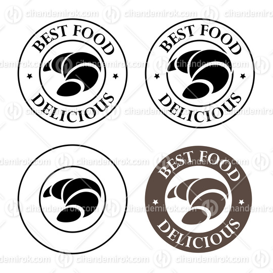 Round Croissant Icons with Text - Set 2