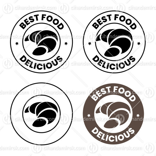 Round Croissant Icons with Text - Set 3