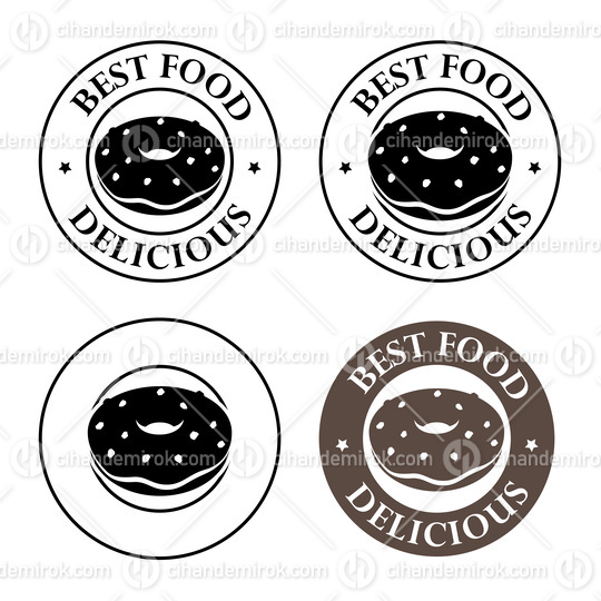 Round Doughnut Icon with Text - Set 2