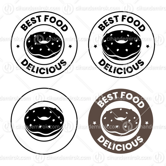 Round Doughnut Icon with Text - Set 3