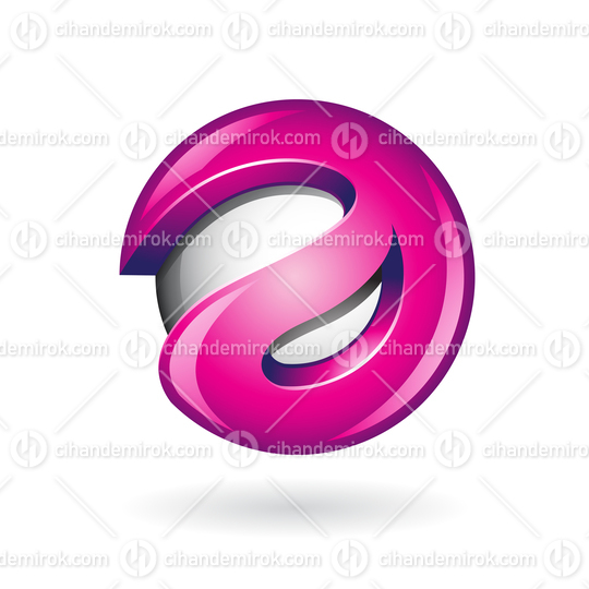 Round Glossy Magenta Logo Icon of Lowercase Letter A
