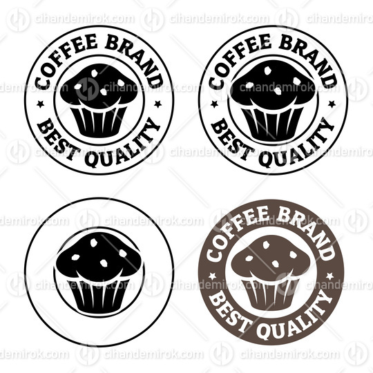 Round Muffin Icon with Text - Set 1