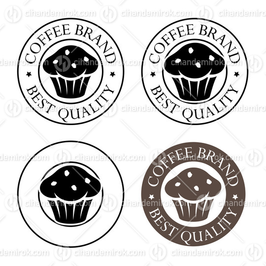 Round Muffin Icon with Text - Set 2