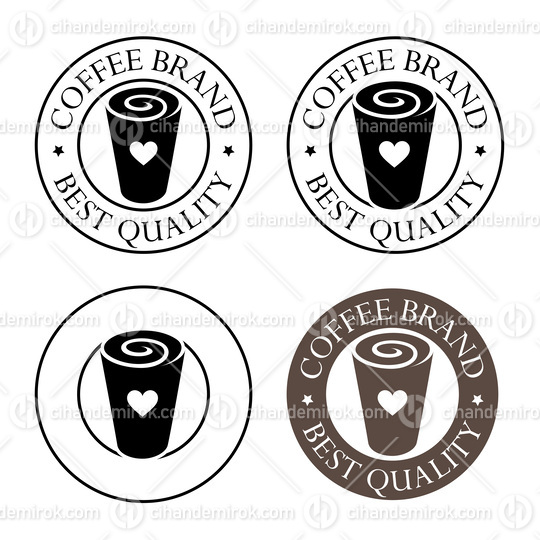 Round Swirly Iced Coffee Icon with Text - Set 2