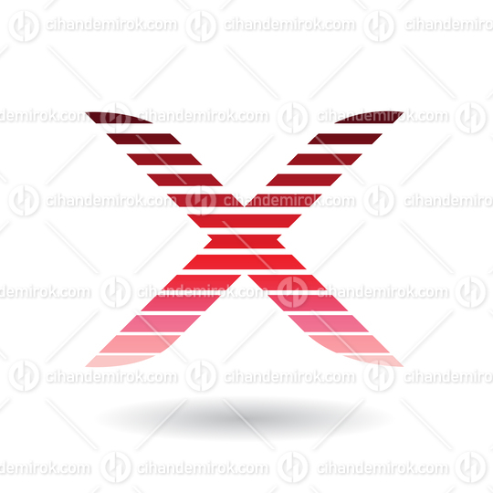 Rounded Striped Red Icon for Letter X Vector Illustration