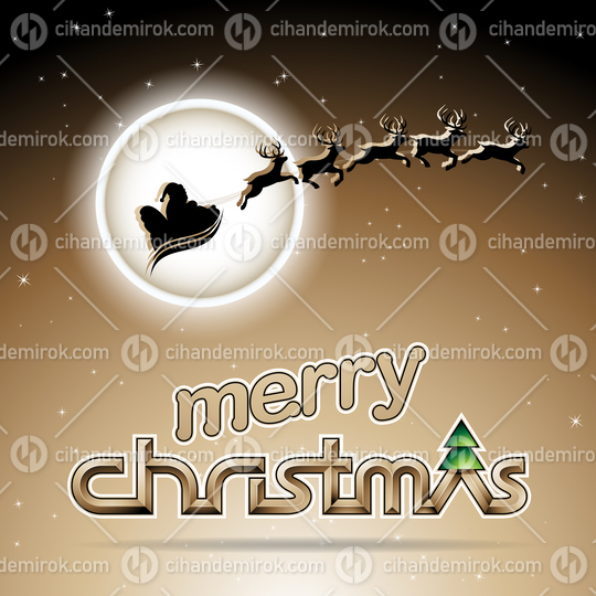 Santa and Reindeers Over a Sepia Background Vector Illustration