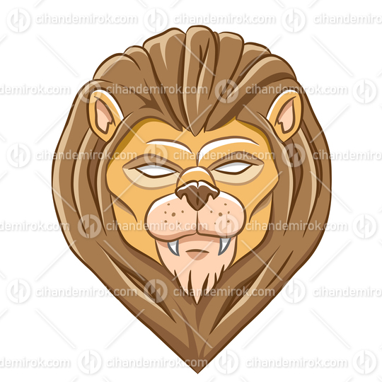 Scary Eyed Lion Head Cartoon