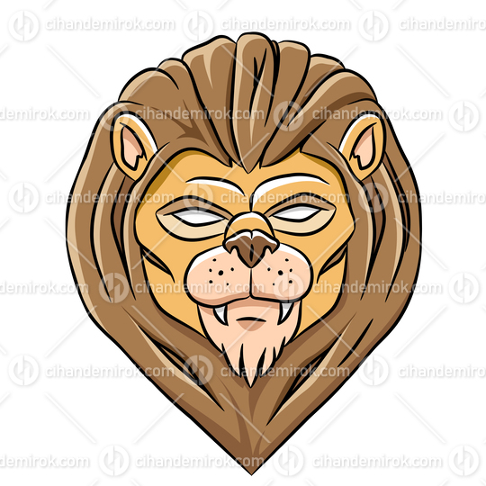 Scary Eyed Lion Head Cartoon with Black Outlines
