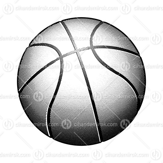 Scratchboard Engraved Basketball