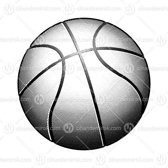 Scratchboard Engraved Basketball