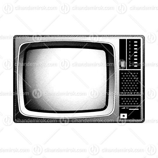 Scratchboard Engraved CRT TV