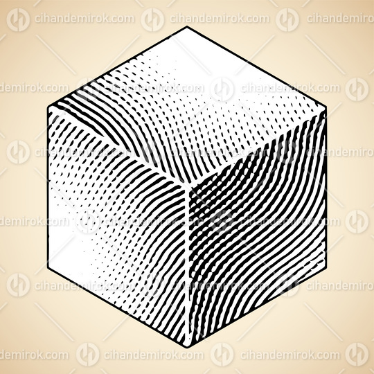 Scratchboard Engraved Cube with White Fill