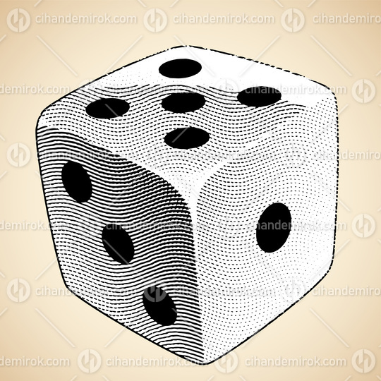Scratchboard Engraved Dice with White Fill