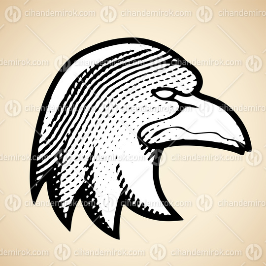 Scratchboard Engraved Eagle with White Fill