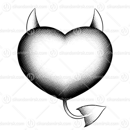 Scratchboard Engraved Evil Heart
