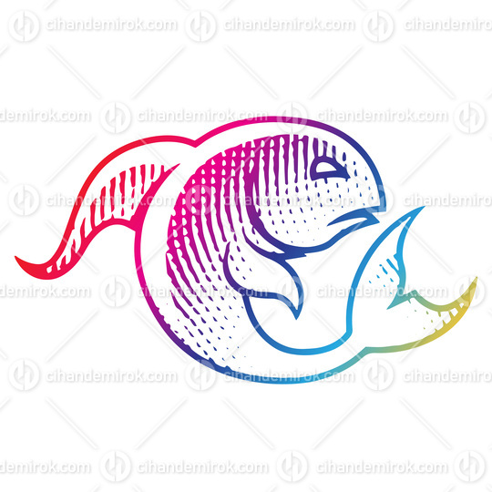 Scratchboard Engraved Fish in Rainbow Colors