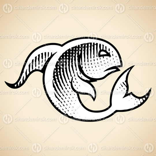 Scratchboard Engraved Fish with White Fill