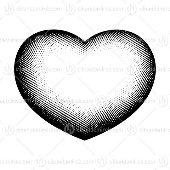 Scratchboard Engraved Heart Shape