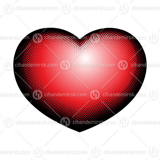 Scratchboard Engraved Heart Shape with Red Fill