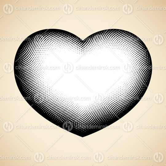 Scratchboard Engraved Heart Shape with White Fill