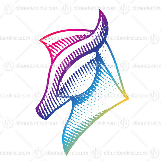 Scratchboard Engraved Horse Profile in Rainbow Colors