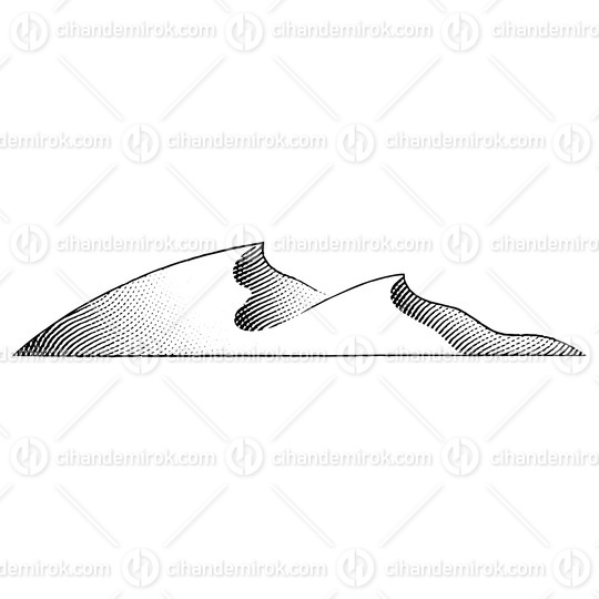 Scratchboard Engraved Illustration of Dunes