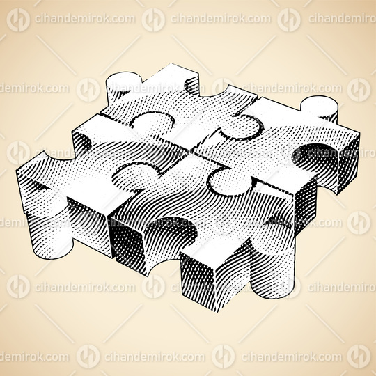 Scratchboard Engraved Jigsaw Puzzle with White Fill
