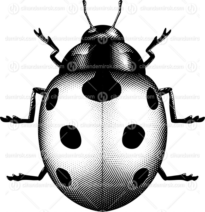Scratchboard Engraved Ladybug