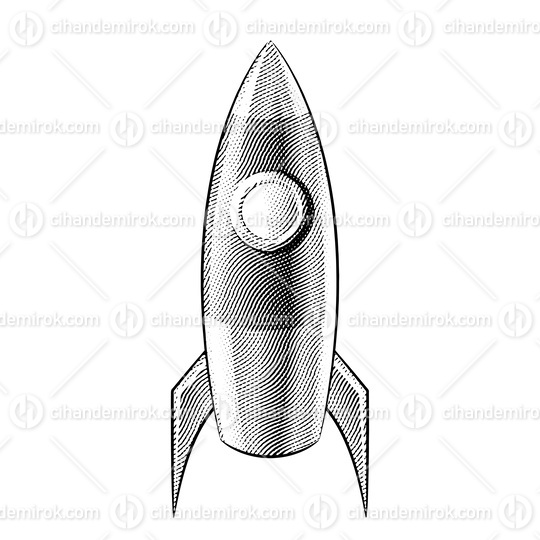 Scratchboard Engraved Rocket