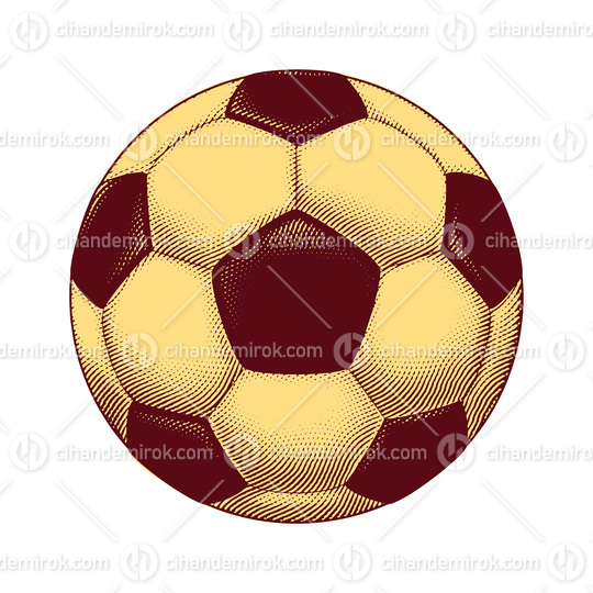 Scratchboard Engraved Soccer Ball with Yellow Fill