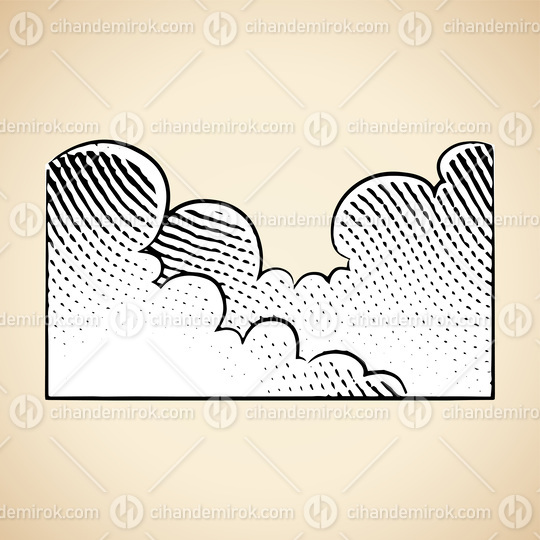 Scratchboard Engraving of Clouds with White Fill