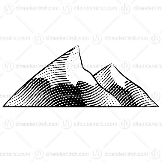 Scratchboard Engraving of Mountains