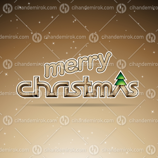 Sepia Glossy Merry Christmas Text Design Vector Illustration