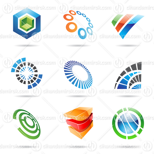 Set of Geometrical Abstract Colorful Icons