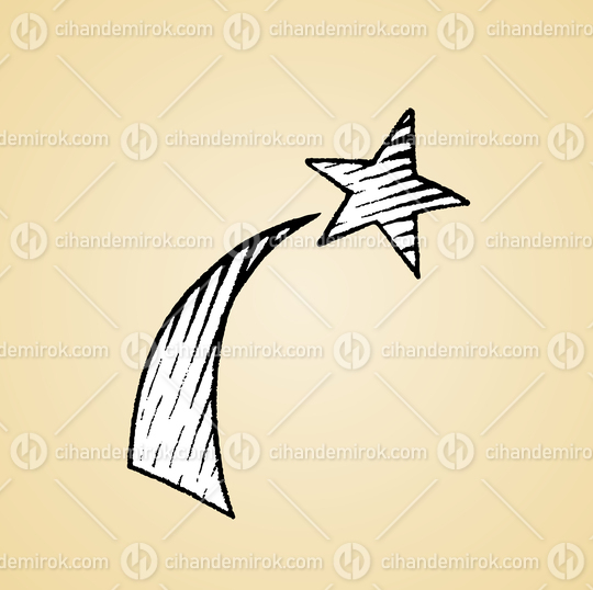 Shooting Star, Black and White Scratchboard Engraved Vector