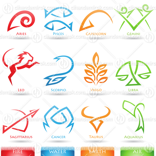 Simplistic Abstract Zodiac Star Signs