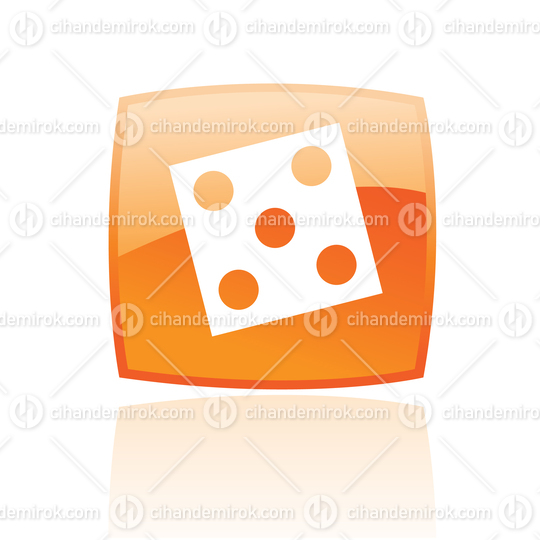 Simplistic Dice Image on a Glossy Orange Square
