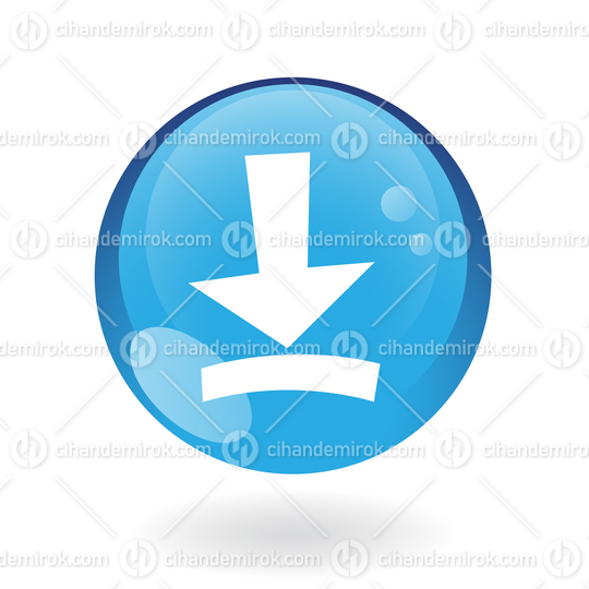 Simplistic Download Symbol on a Blue Sphere