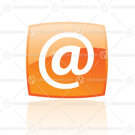 Simplistic Email Symbol on a Glossy Orange Square