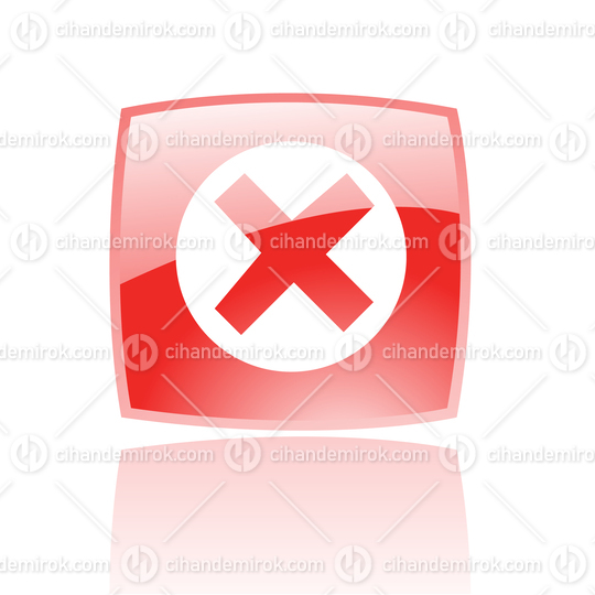 Simplistic Error Symbol on a Red Glossy Square